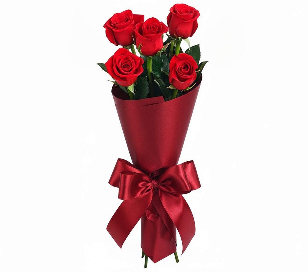 Букет 5 Красных роз Эдлесс Лав в Вологде