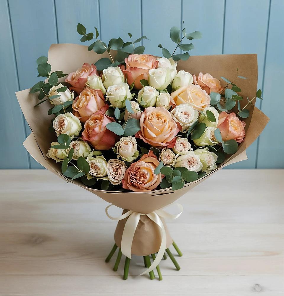 Букет цветов из: Альстромерии и Розы в Вологде