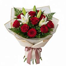 Букет цветов из:  Лилии и Розы в Вологде