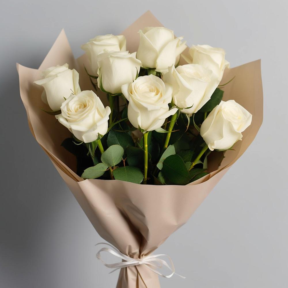 Букет 9 Белых роз Эдлесс Лав в Вологде