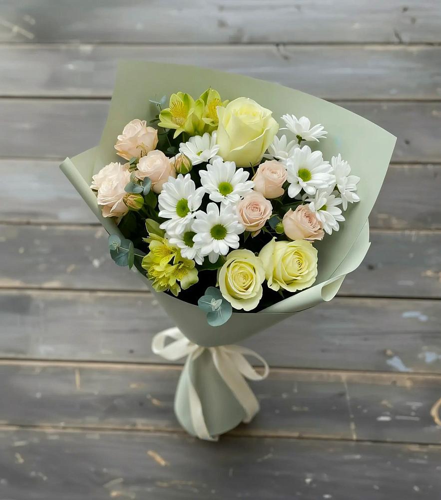 Букет цветов из: Альстромерии, Розы и Хризантемы в Вологде
