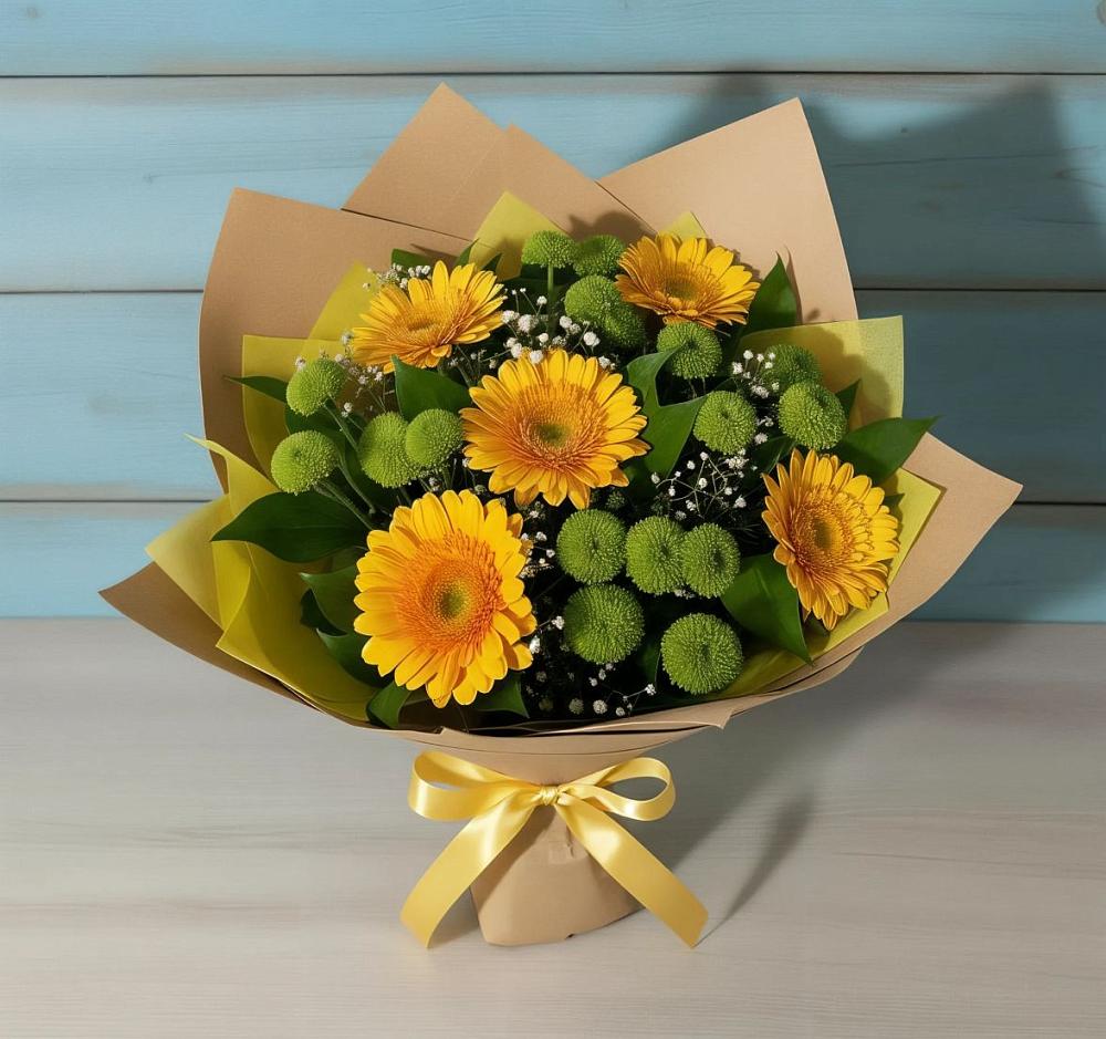 Букет цветов из: Герберы и Хризантемы в Вологде