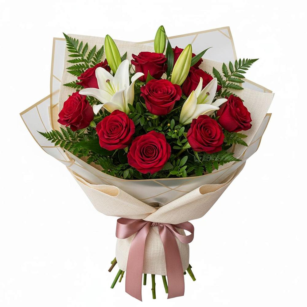 Букет цветов из: Лилии и Розы в Вологде