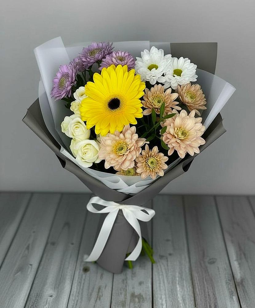 Букет цветов из: Розы, Герберы и Хризантемы в Вологде