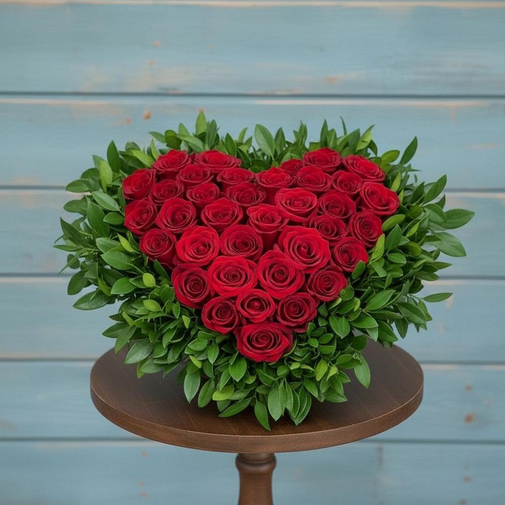 Цветочная композиция из Розы в виде сердца в Вологде