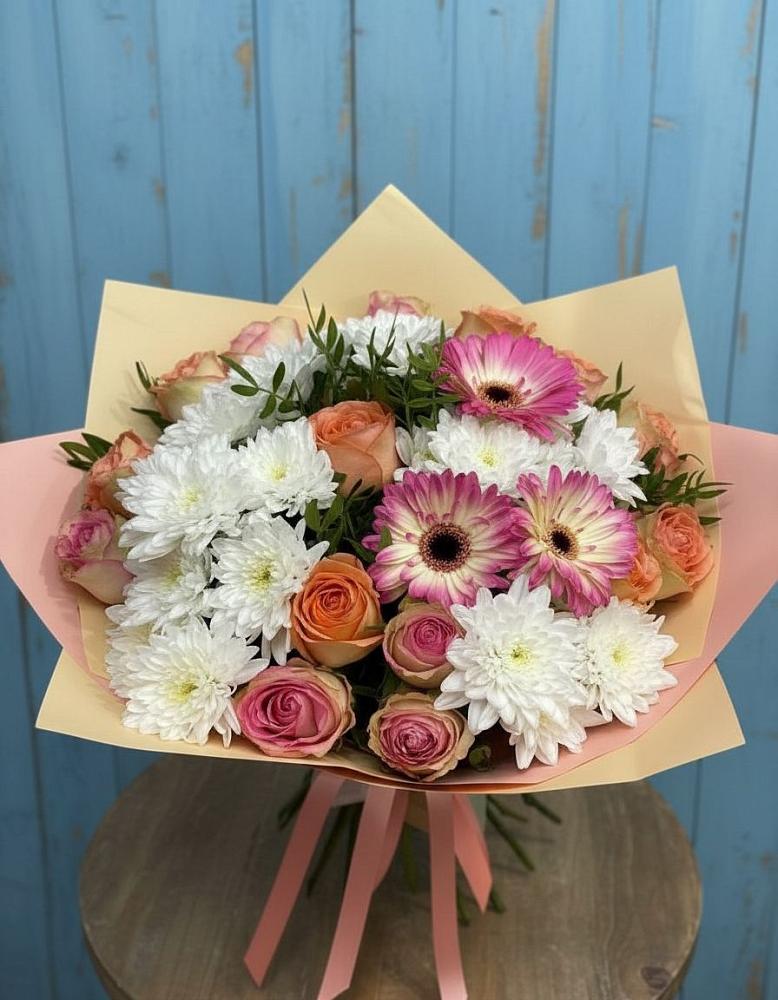 Букет цветов из: Розы, Герберы и Хризантемы в Вологде