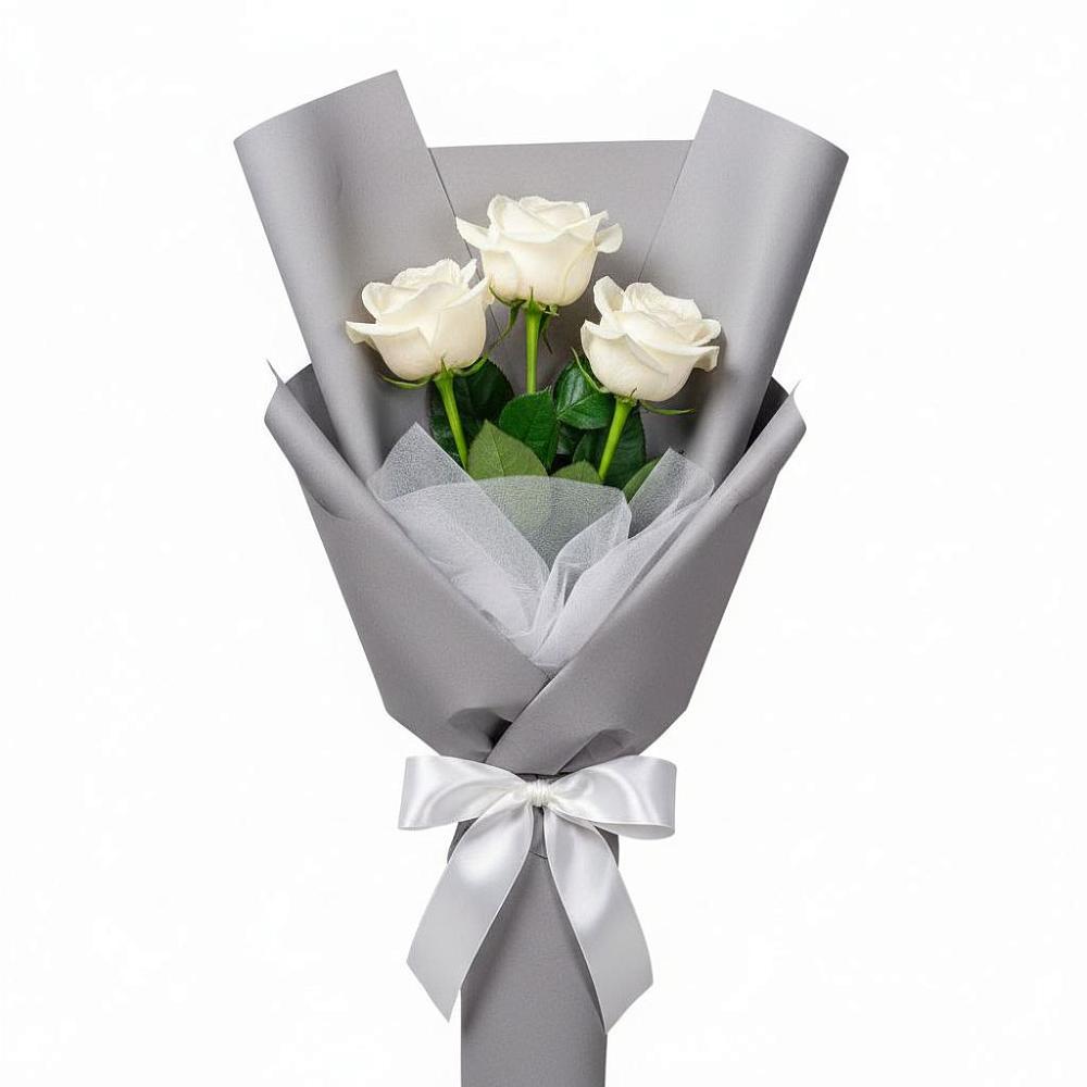 Букет 3 белые розы в Вологде
