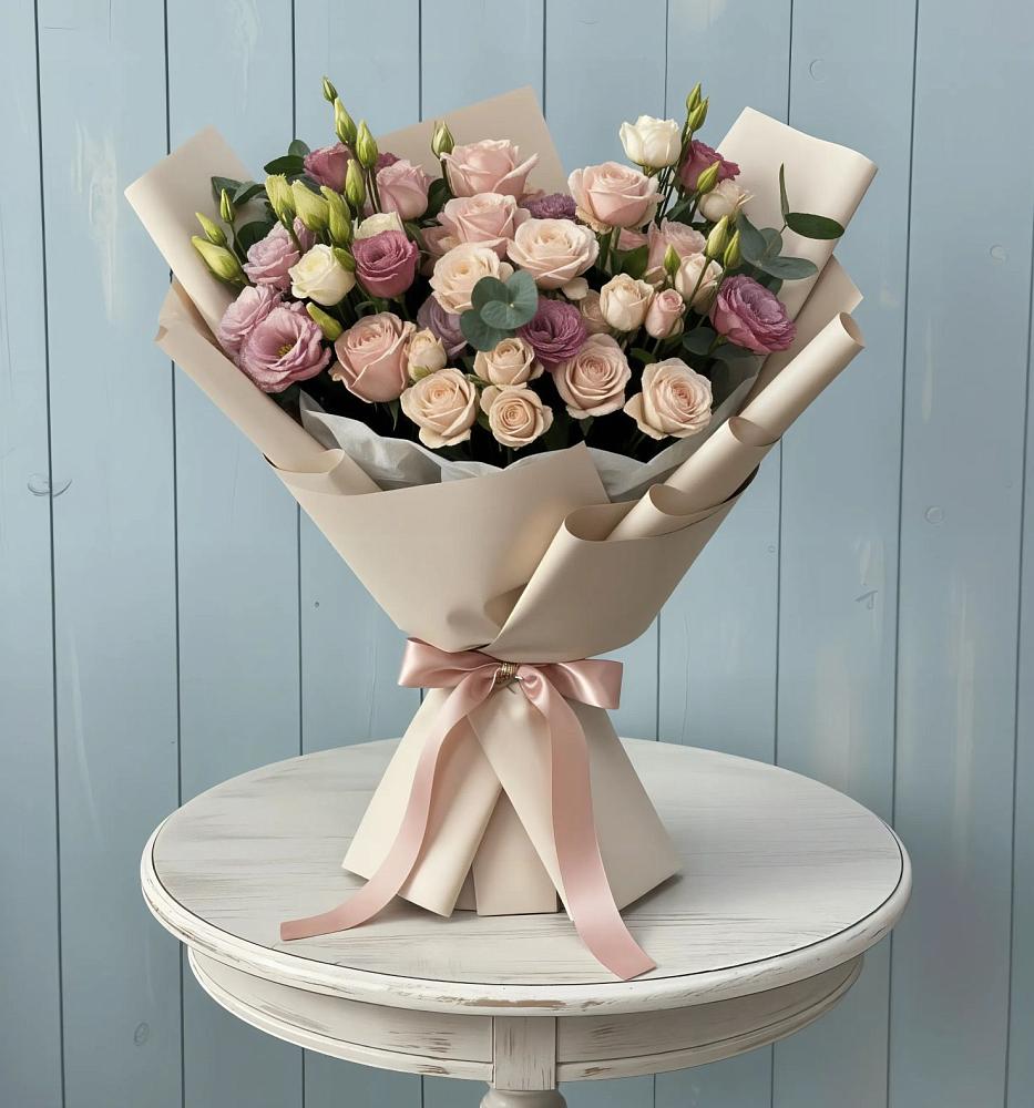 Букет цветов из: Розы и Лизиантусы в Вологде