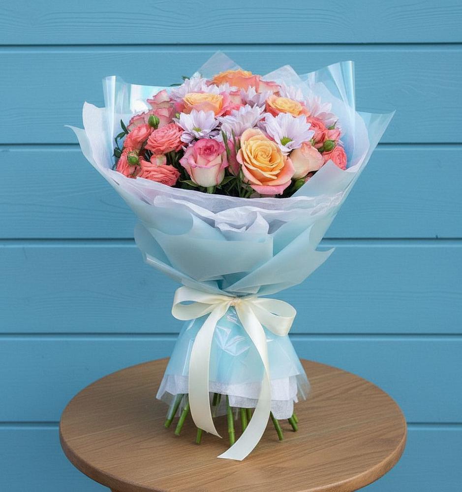 Букет цветов из: Хризантемы и Розы в Вологде